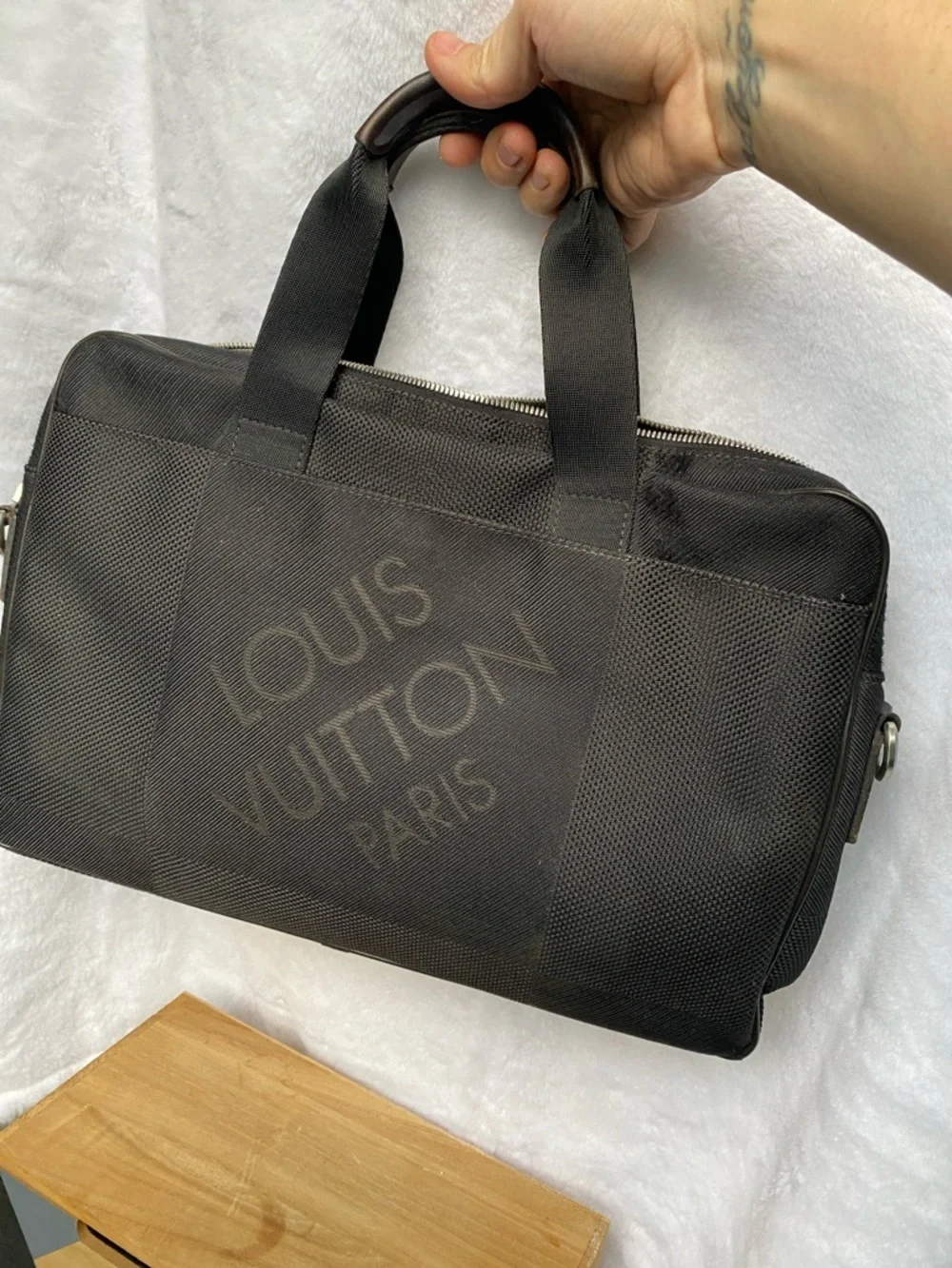 Louis Vuitton Black Canvas Briefcase with Top Handles